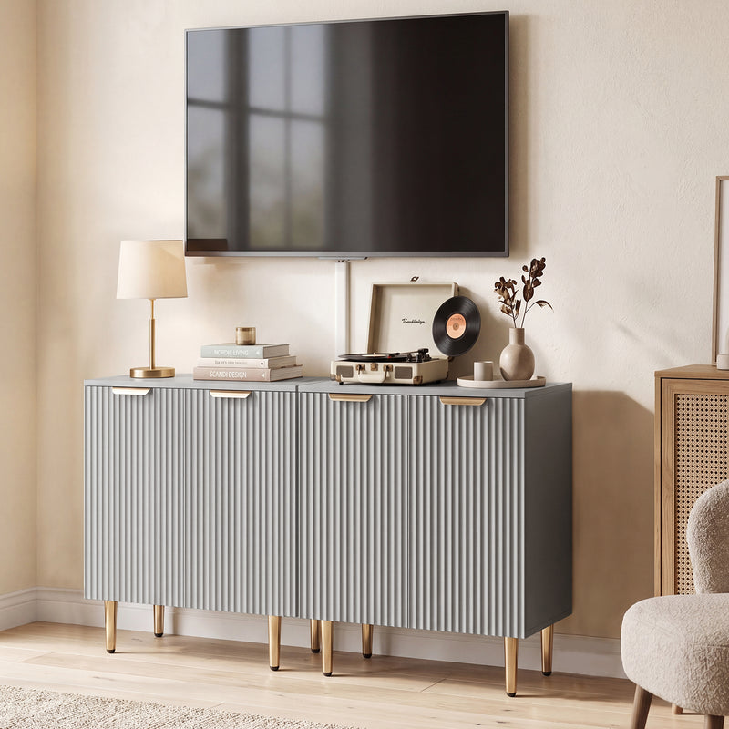 HOMCOM Sideboard Buffet Cabinet, Modern Kitchen Storage Cabinet with Adjustable Shelf and Metal Legs, Grey – view 8