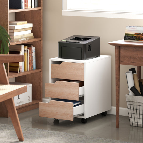 3-drawer mobile filing cabinet in oak – image 2