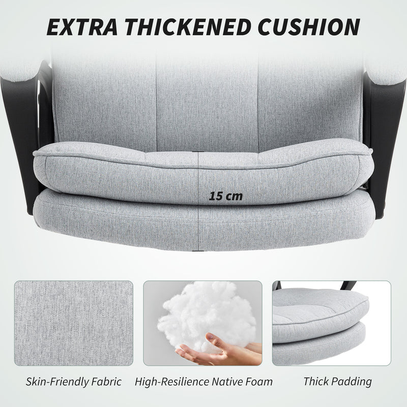 HOMCOM Double Padded Linen-Look Office Chair - Light Grey – view 5