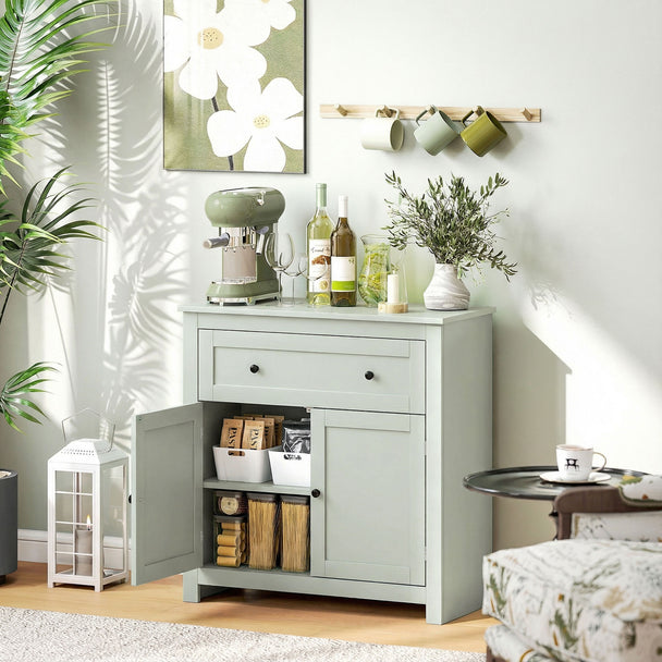 HOMCOM Sideboard Storage Cabinet, Modern Kitchen Cupboard with Adjustable Shelf, Drawer and Double Doors, Green – view 2