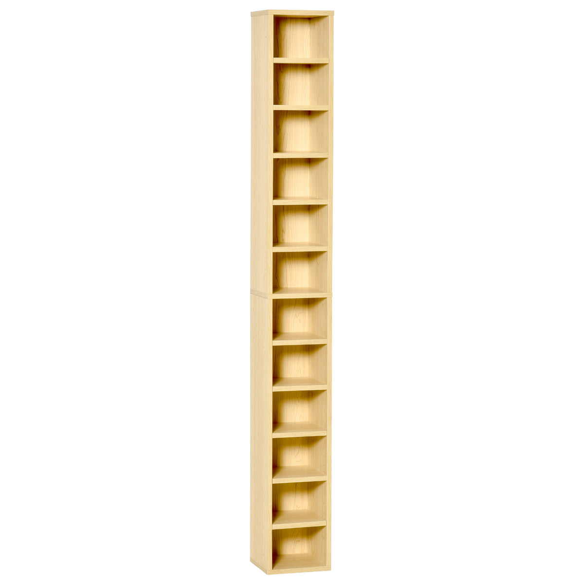 204-CD 12-Tier Narrow Media Storage Tower – Oak