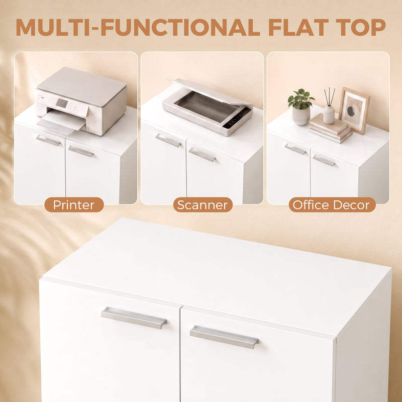 HOMCOM 120 cm Tall Storage Cabinet Cupboard, 3-Tier File Organiser Wooden Filing Cabinet, White – view 6