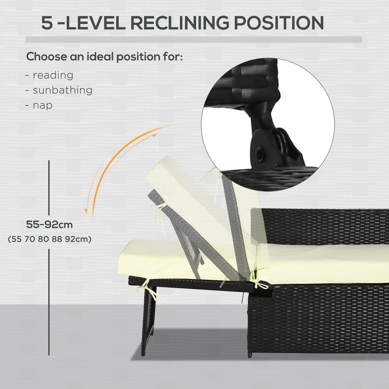 Black reclining rattan lounger set – image 6