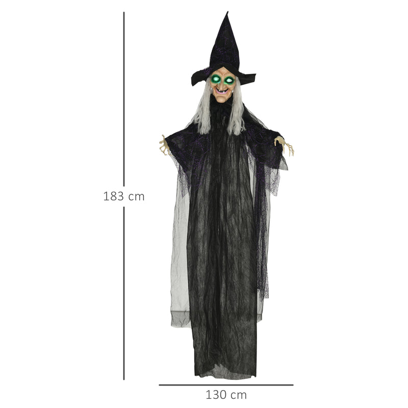 183cm Hanging Witch with Colourful Glowing Eyes & Sound – image 3 of 9