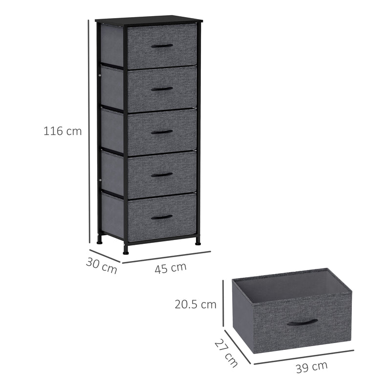 Tall 5-drawer fabric chest – image 3