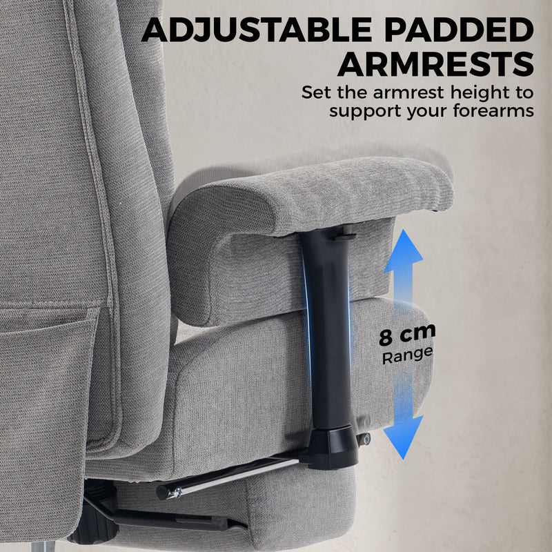 HOMCOM Big and Tall Office Chair, 250 kg Heavy Duty Executive Desk Chair with Adjustable Padded Armrests and High Back – view 7