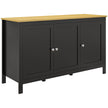 Black 120 cm sideboard with natural wood-effect top and two doors