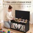 HOMCOM 100L Home Storage Box, with Safety Hinge - Black Wood-Effect – view 4