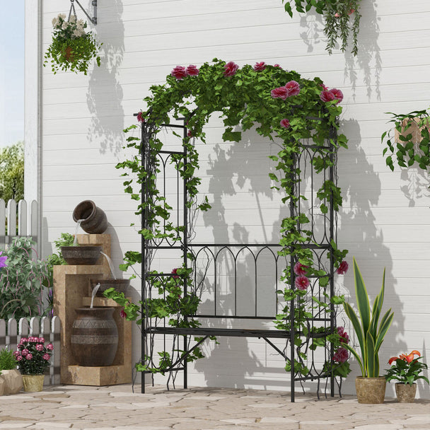 Metal arbour bench with high arch – image 2