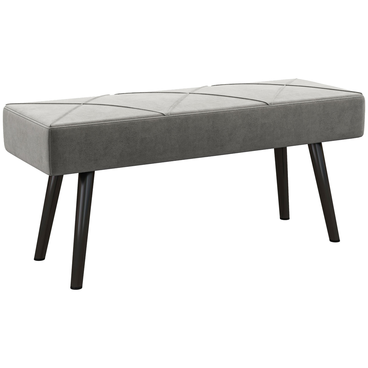 100 cm Velvet-Feel End-of-Bed Bench with Steel Legs – Grey