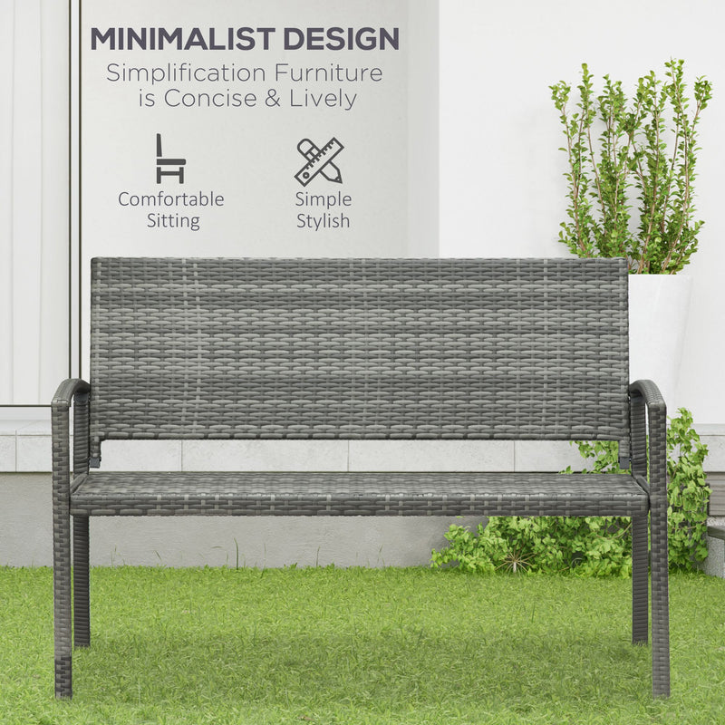 Grey rattan garden bench – image 4