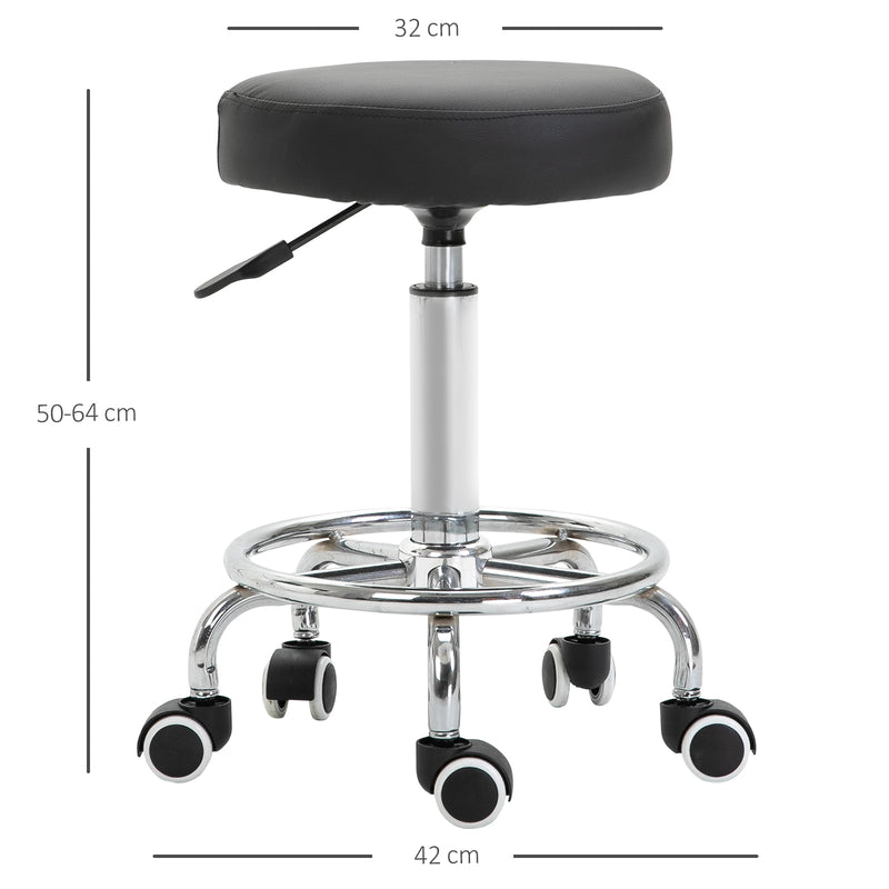 Black round rolling stool – image 3