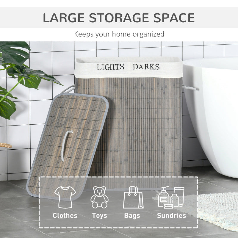 Grey 2-section laundry basket – image 4