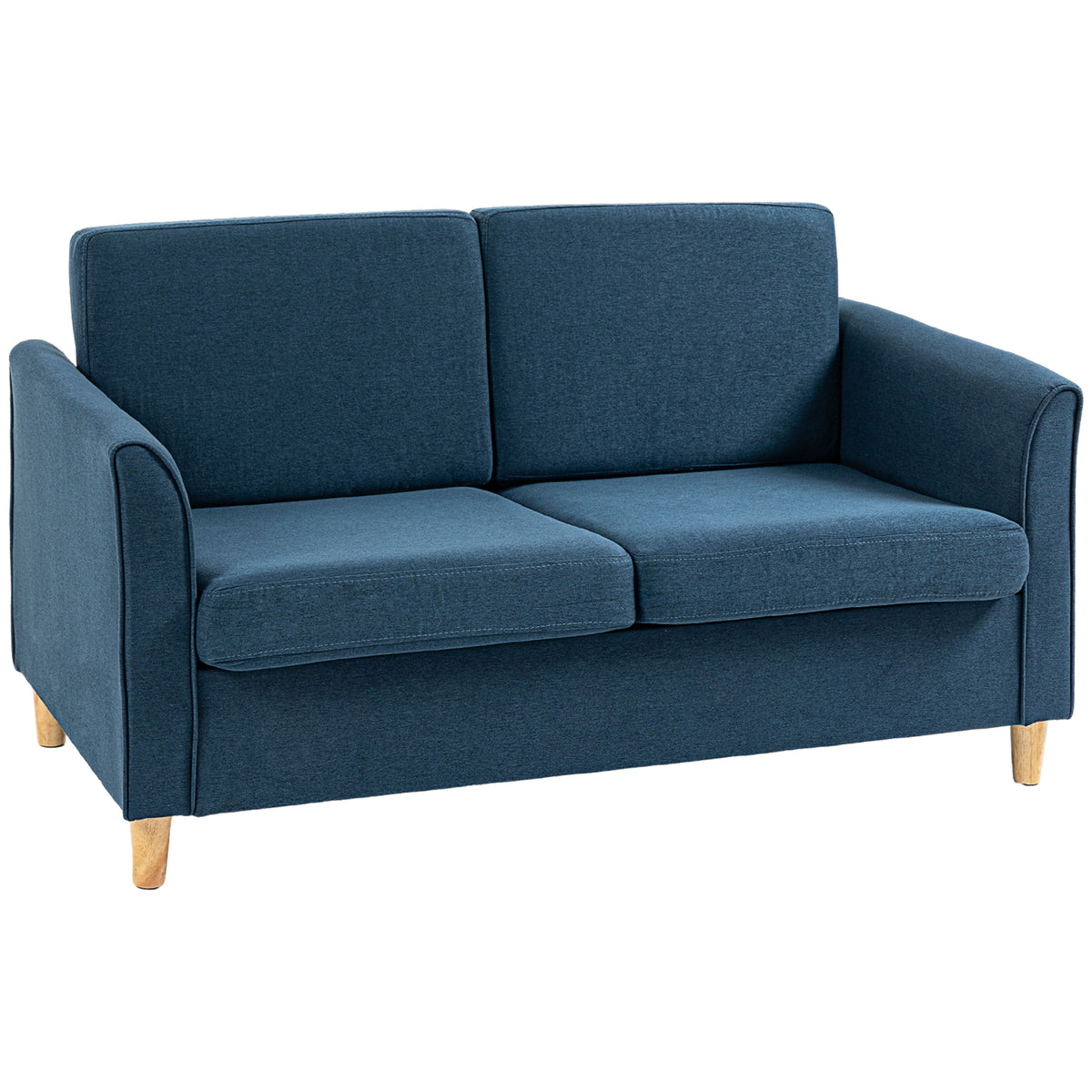 141 cm Compact 2-Seater Sofa with Wooden Legs – Blue