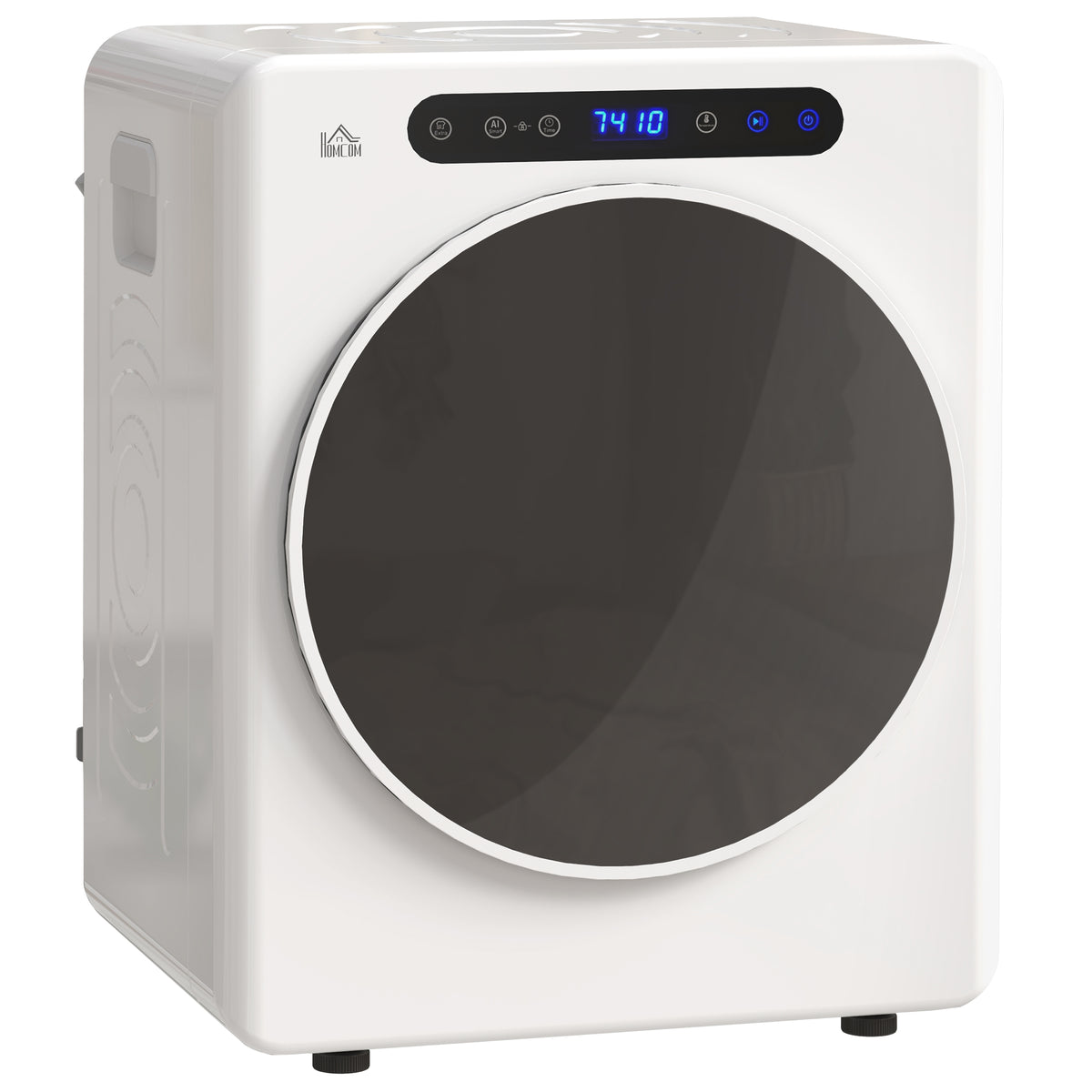 White 4 kg compact vented tumble dryer with touch display and see-through door