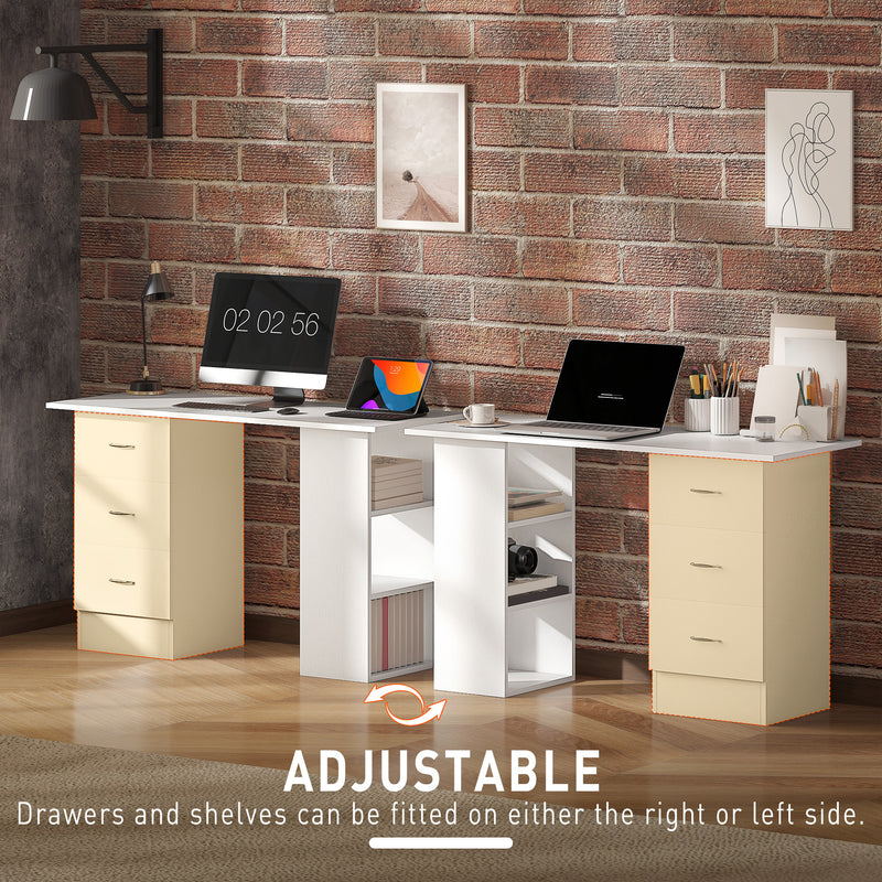 HOMCOM Computer Desk, Home Office Desk, Writing Table, PC Workstation with 3 Storage Shelves and 3 Drawers for Working – view 6