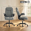 HOMCOM Linen-Look Computer Desk Chair, Executive Office Chair with Flip-Up Armrests and Thick Cushion, Grey – view 3