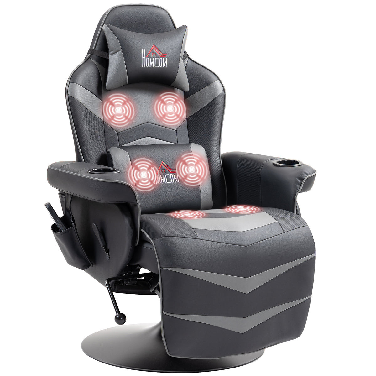 6-Point Massage Swivel Recliner with Footrest – Grey