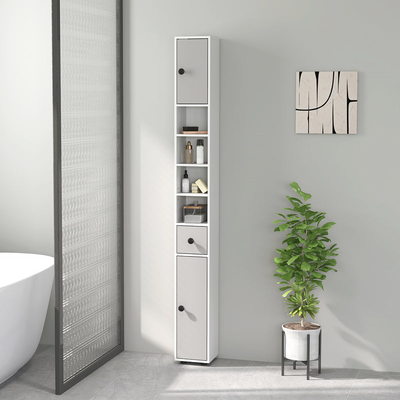 Slim 180 cm light grey bathroom cabinet – image 10