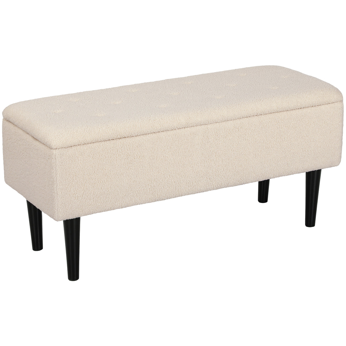 57L Padded Storage Ottoman Bench – Cream