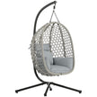 Outsunny Hanging Egg Chair, Indoor Outdoor Rattan Hammock Swing Chair with Stand, Safety Strap, Foldable Basket, Light