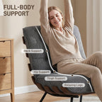 Accent Chair, Linen-look Fabric Reading Chair with Spring Cushion, Slatted Support, Steel Frame, Dark Grey