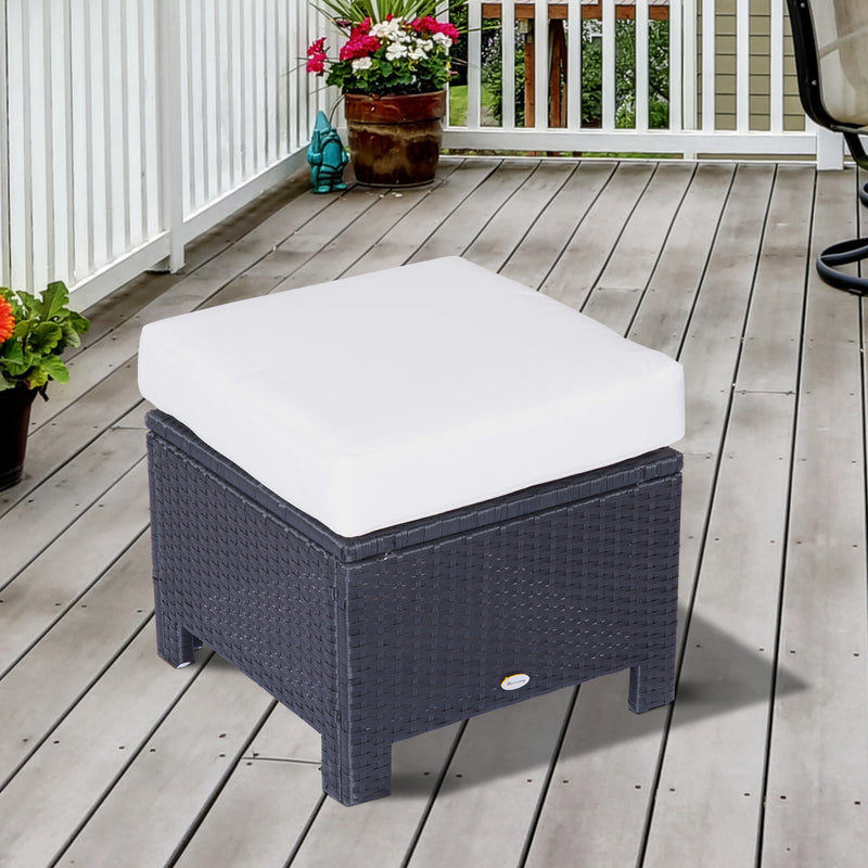 Black rattan footstool – image 8