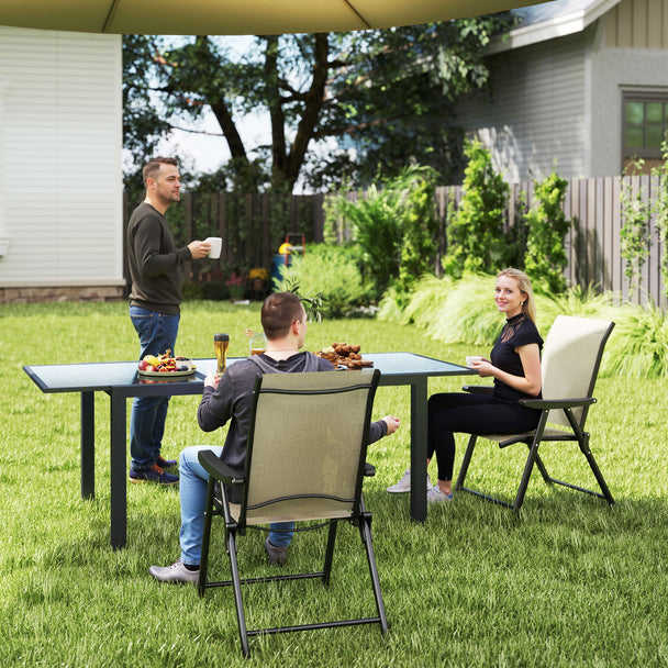 Outsunny Set of Two Folding Outdoor Chairs - Brown/Black – view 2