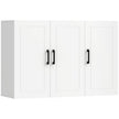 White 90 cm wall-mounted bathroom cabinet with three soft-close doors above a toilet