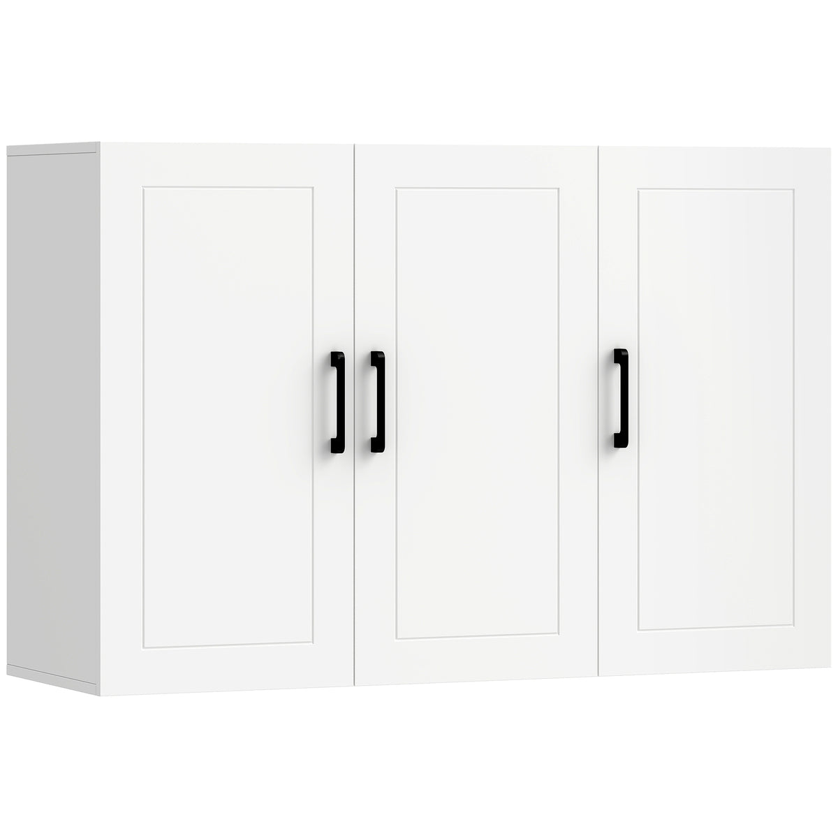 White 90 cm wall-mounted bathroom cabinet with three soft-close doors above a toilet