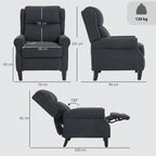 132Â° Recliner Armchair, with Extended Footrest - Dark Grey