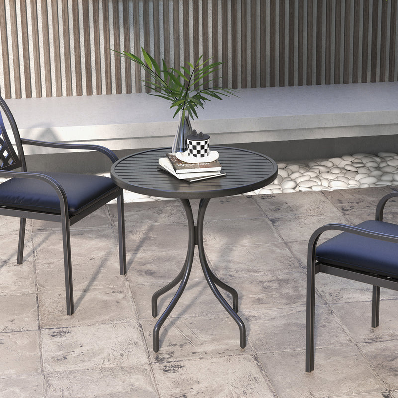Black slatted steel table – image 9