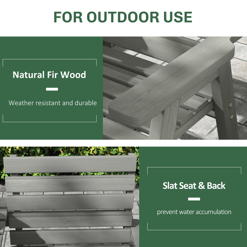 Outsunny Fir Wood Convertible 2 to 3 Seater Outdoor Garden Bench Grey – view 6