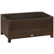 Mixed brown rectangular rattan coffee table with tempered glass top