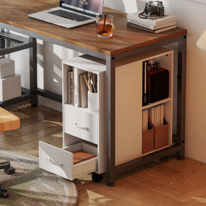 HOMCOM Narrow Mobile Printer Table with Wheels, Rolling Printer Stand with Drawers for Home Office, 30 x 60 x 65 cm – view 9