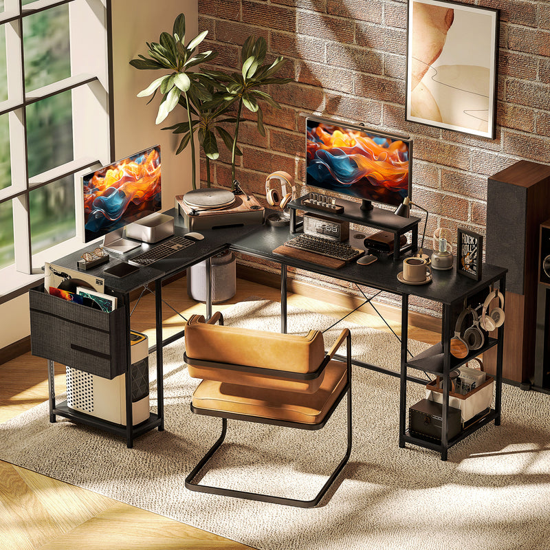 Reversible L-shaped desk – black – image 10