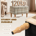 Linen Fabric Upholstered Footstool, Rectangular Storage Stool with Removable Top, Padded Seat and Hidden Space, Brown