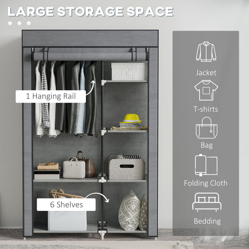 103 cm dark grey fabric wardrobe – image 4