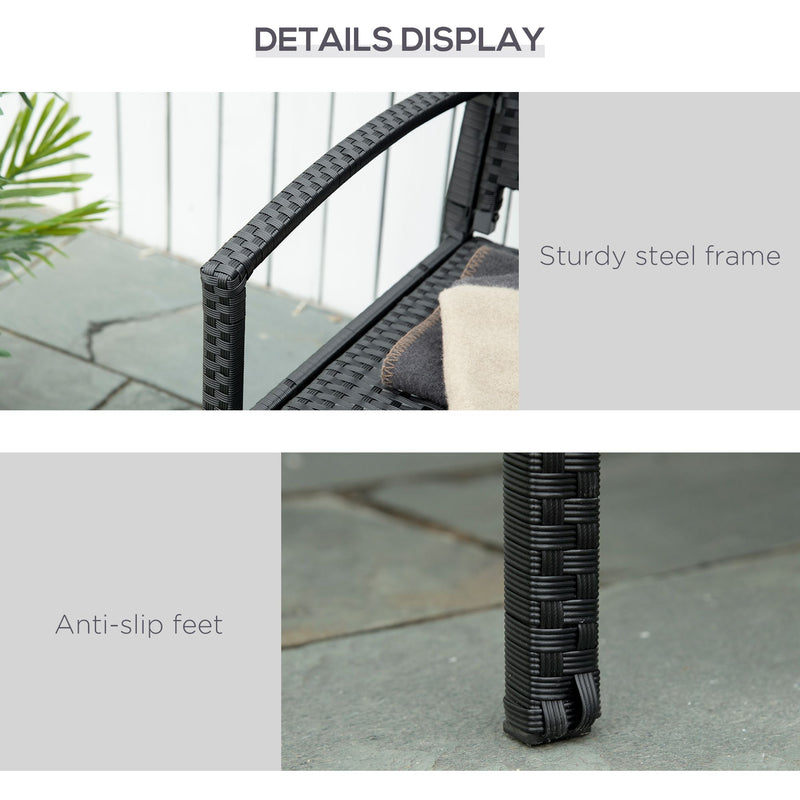 Black rattan garden bench – image 6