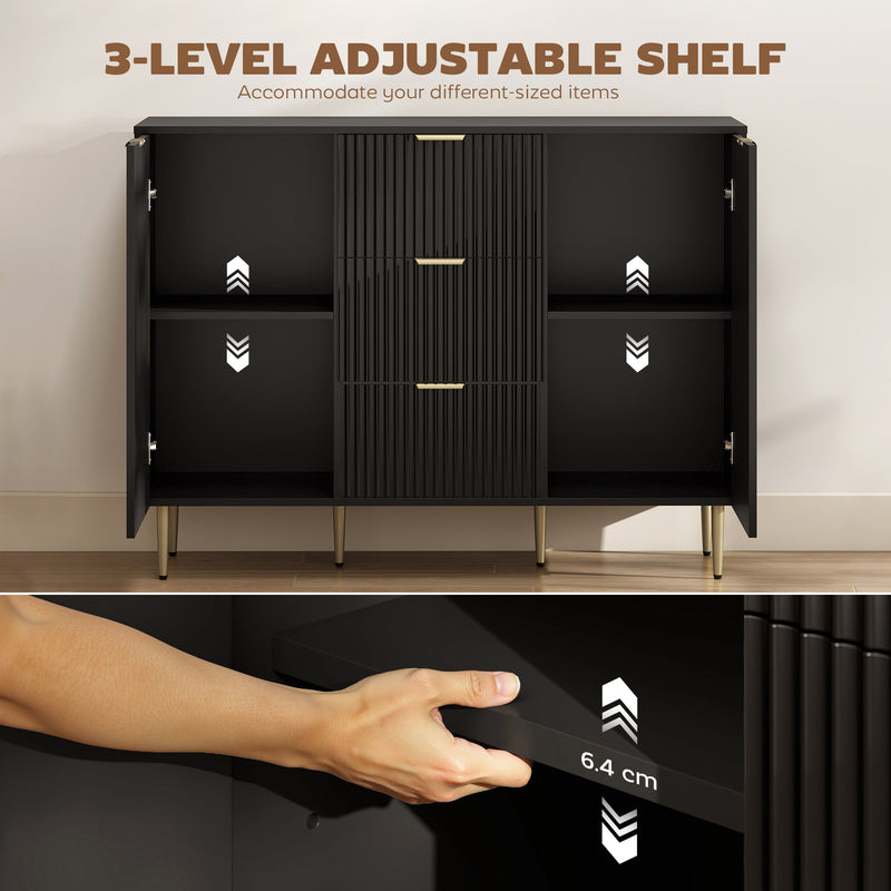Fluted sideboard with 3 drawers – image 5