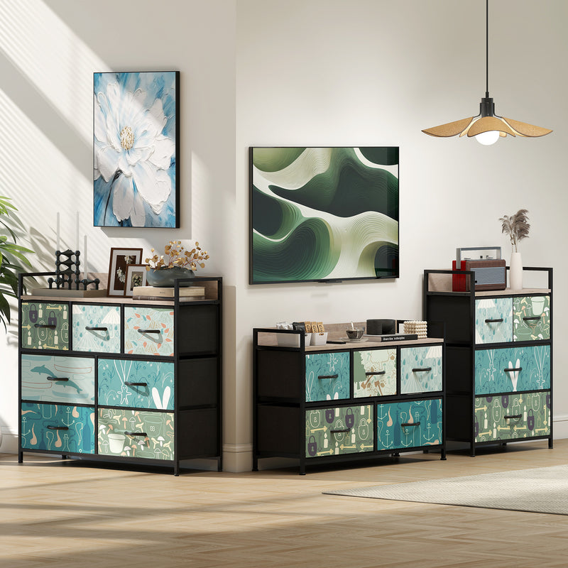 Wide 7-drawer fabric chest of drawers – image 8