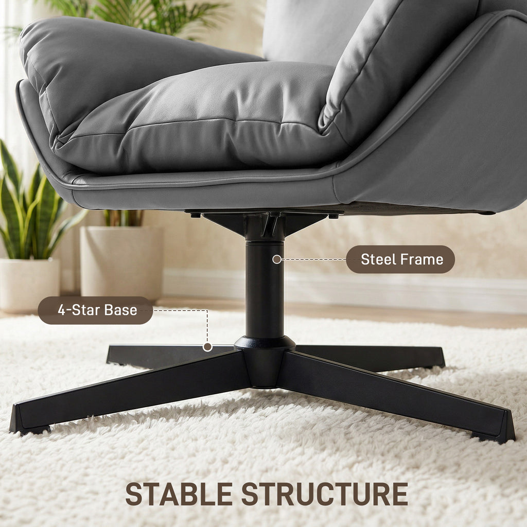 Accent Chair with 360 Swivel Armchair for Living Room with Padded Cushion Dark Grey