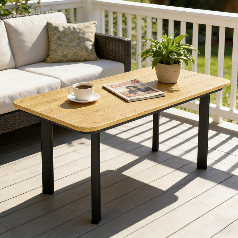 Slatted composite garden coffee table brown – image 2