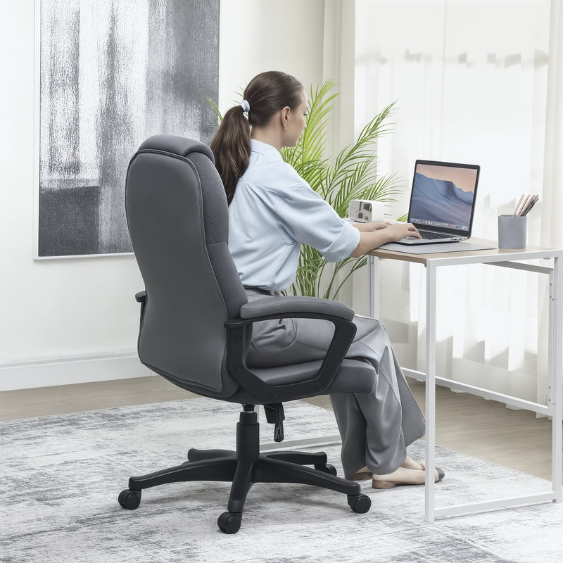 HOMCOM Faux Leather Office Chair - Charcoal Grey – view 7
