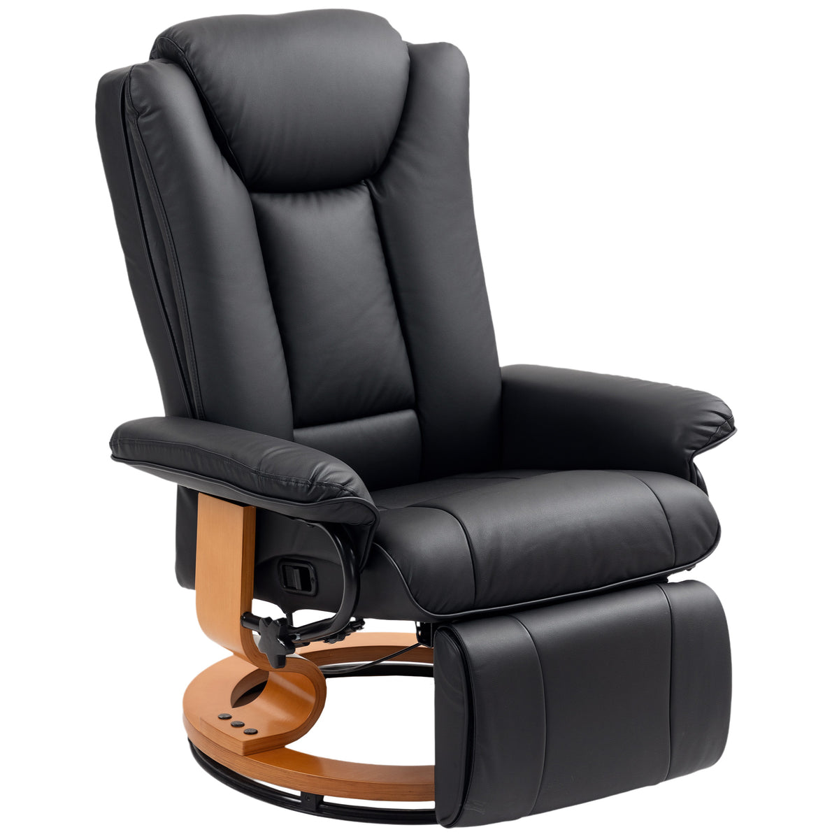 135° Swivel Faux Leather Recliner with Footrest – Black