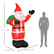 Size diagram of the 8ft Santa Christmas inflatable