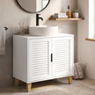 HOMCOM Under Sink Bathroom Cabinet Adjustable Shelf Under Sink Cabinet 2 Louvered Doors, White – view 9
