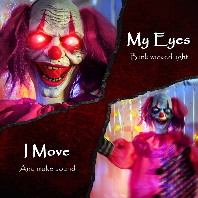 175cm Animated Clown with Glowing Red Eyes – image 4 of 9