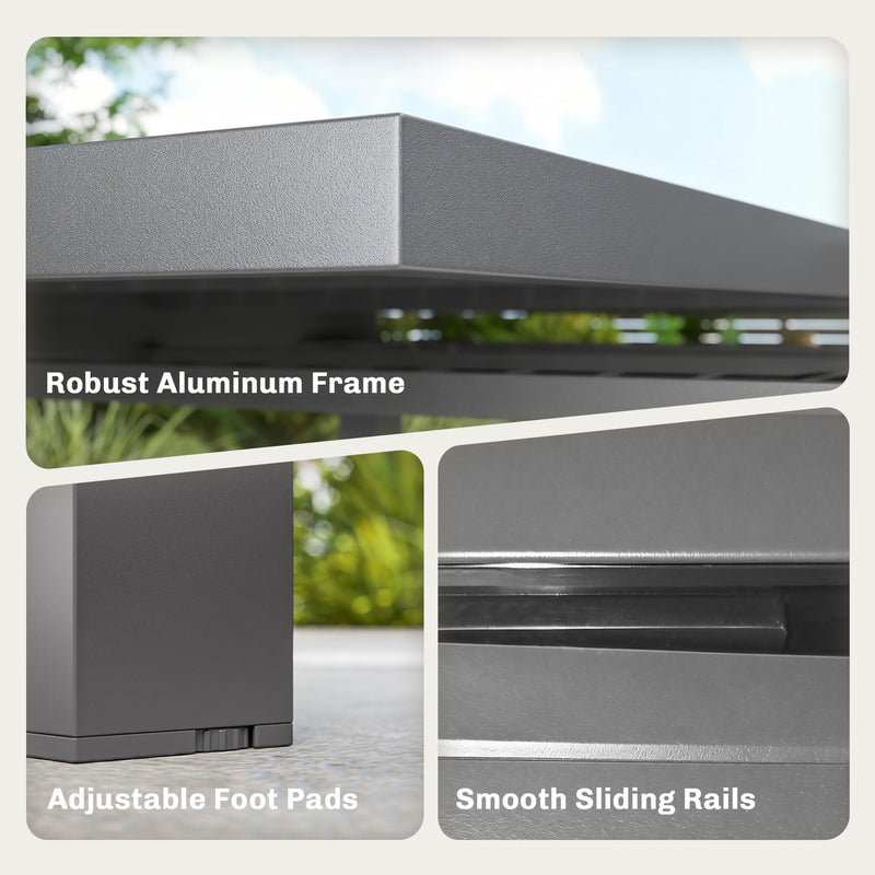Extending slatted aluminium garden table dark grey – image 6