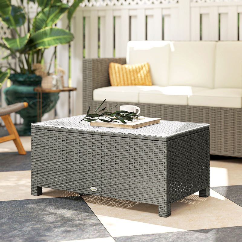 Rattan glass-top coffee table – image 7